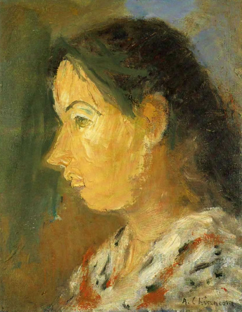 Testa di profilo, 1946, olio su cartone telato, cm 26x20, Torino, collezione privata